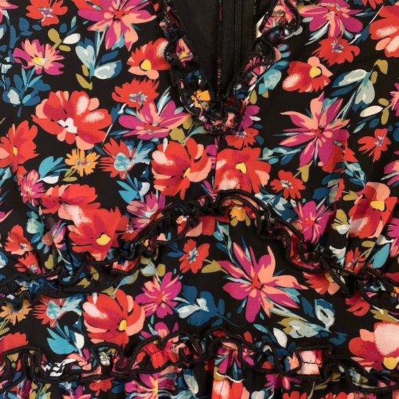 Black Pink Floral Sheer Dress - Picture 3 of 6